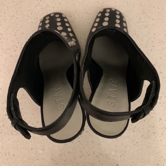 1. State Leather Black Heels with Silver Decals - Picture 4 of 5